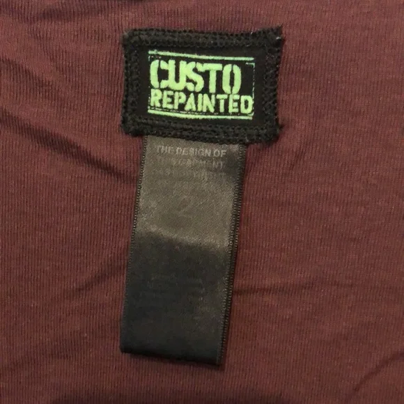 Custo Repainted dress Women's Size 2 short sleeve red brown gold 100% cotton EUC - Picture 7 of 13